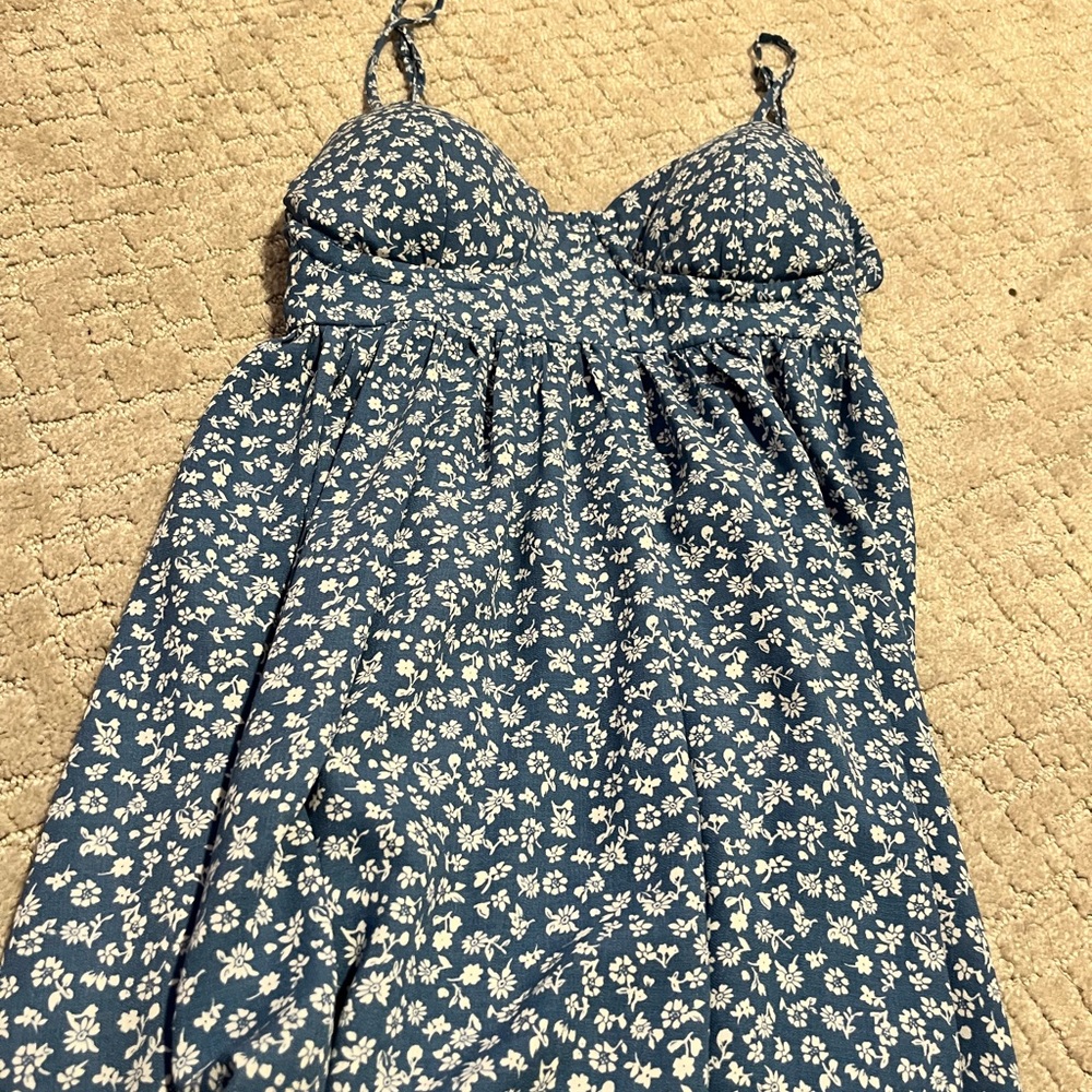 Floral Blue and White Dress